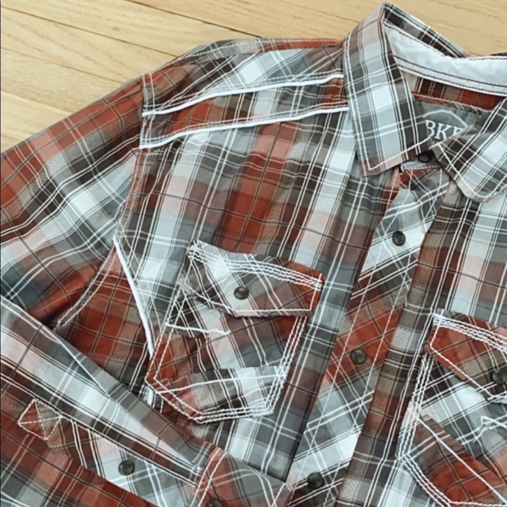 Men’s BKE plaid button up relaxed fit Large
